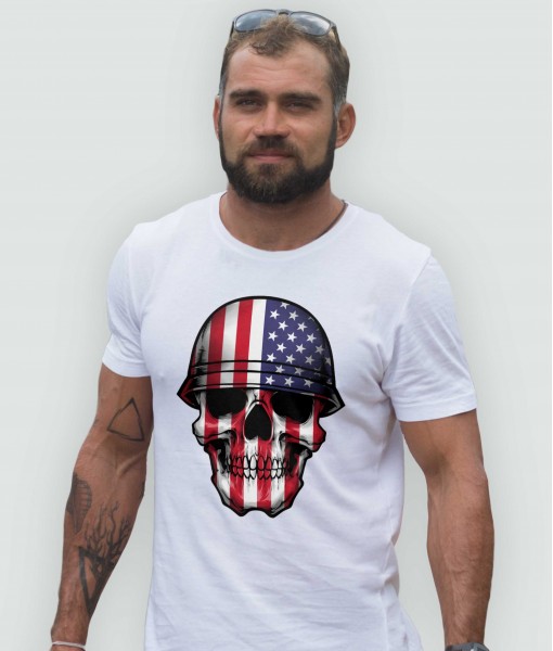 Мъжка тениска с щампа Готика American skull - TShirtArtShop.com